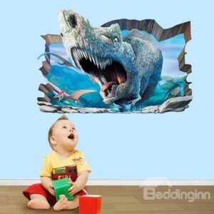 Amazing Fierce Rhino Breaking Through Wall 3D Wall Sticker