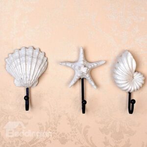 Mediterranean Style Seashells and Starfish Design 3-Piece Wall Hook