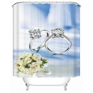 Romantic Diamond Ring and Rose Bouquet 3D Shower Curtain
