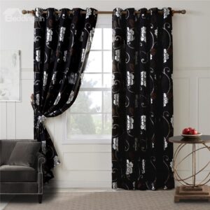 Top Class Floral Pattern Grommet Top Curtain