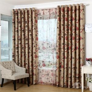 Hot Selling Elegant Floral Grommet Top Curtain