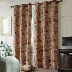 Top Quality Elegant Floral Grommet Top Curtain