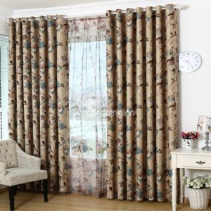 Modern Elegant Floral Pattern Grommet Top Curtain