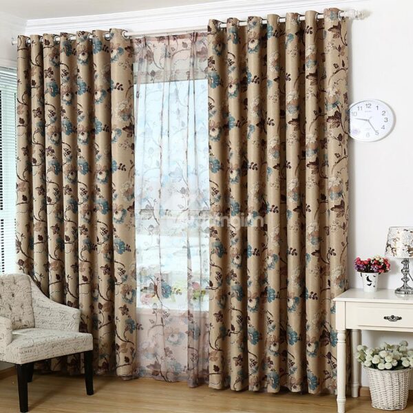 Modern Elegant Floral Pattern Grommet Top Curtain