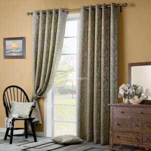 Elegant Floral Pattern Grommet Top Curtain
