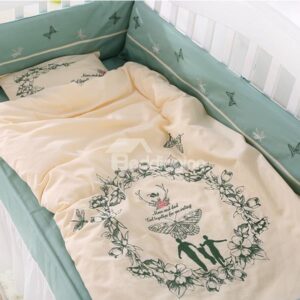 Exquisite Family and Butterfly Print Cotton 9-Piece Crib Bedding Sets