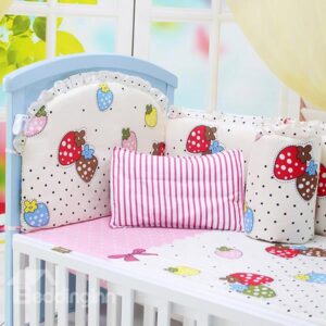 Polka Dot and Strawberry Pattern Crib Bedding Sets