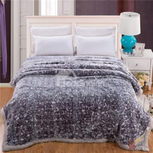 Solid-Colored Style Full Size Gray Raschel Blanket