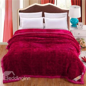 Solid-Colored Style Full Size Rosy Raschel Blanket