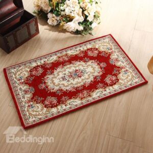 High Class Retro Court Style Dark Red Bath Rug