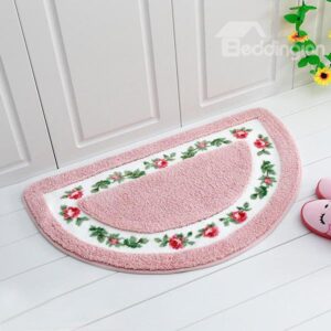 Noble Graceful Rose Pattern Half-round Bath Rug