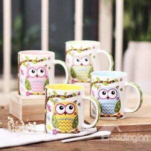 Cute Cartoon Owl Pattern Ceramic Coffee Mug