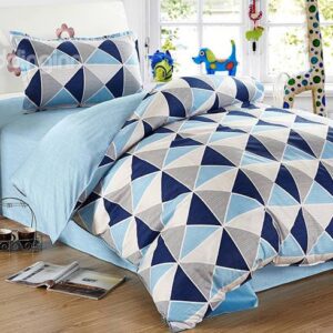 Blue Plaid Pattern 100% Cotton Kids 3-Piece Duvet Cover Sets