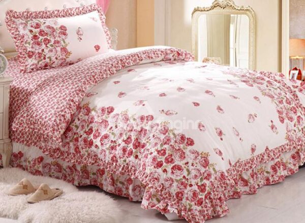 100% Cotton Romantic Roses Pattern Kids 3-Piece Duvet Cover Sets