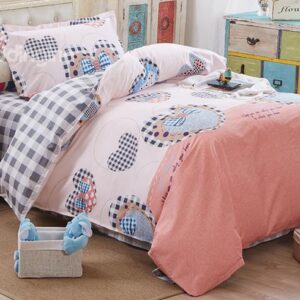 Adorable Heart Shape and Bowknot Print Kids Cotton Duvet Cover Sets