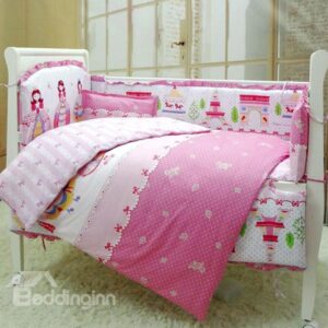 Lovely Princess and Castle Pattern Baby Girls Crib Bedding Sets