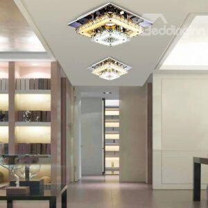 Modern Simple 2-Tier Crystal 1-Head Corridor Living Room Flush Mount