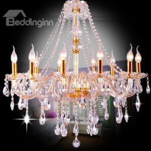 Stunning Luxury Golden 10-Head Crystal Chandelier