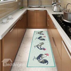 Unique Rooster Pattern Anti-Slipping Kitchen Area Rug