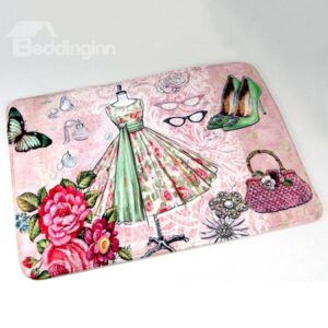 Fantastic Coral Fleece Dress Shoes and Handbag Pattern Doormat Bedroom Closet