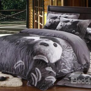 Cute Playing Pandas Print 4-Piece Cotton Duvet Cover Sets