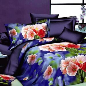 Colorful Small Floral Print 4-Piece Polyester Duvet Cover Sets
