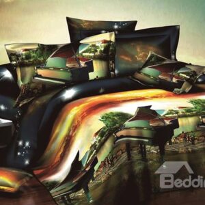 Piano Printing Soft Polyester 4-Piece Duvet Cover Sets