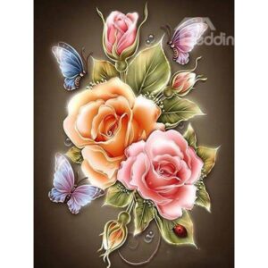 Stunning Roses and Butterfly DIY Diamond Sticker