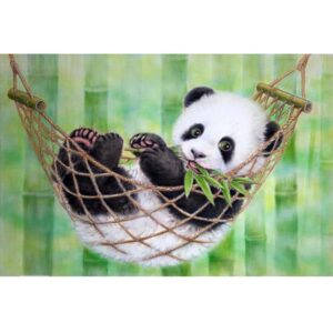 Cute Panda in Hammock DIY Diamond Sticker