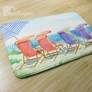 Beach Lounge Pattern Coral Fleece Anti-Slipping Doormat