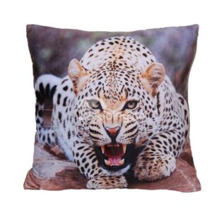 Vigorous Fierce Leopard Digital Print Plush Throw Pillow