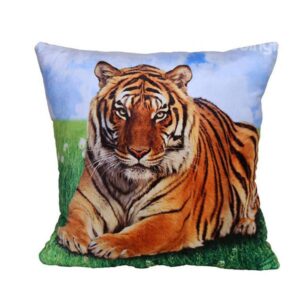 Powerful Crouched Tiger Print Plush Throw Pillow