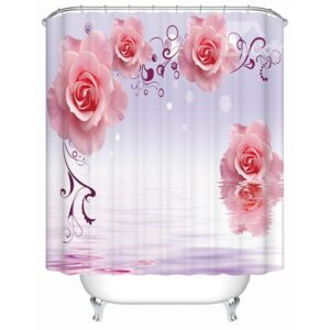 Fashion New Style Graceful Pink Rose Pattern 3D Shower Curtain