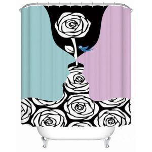 Aesthetic Desgin Roses and Faces Outline 3D Shower Curtain