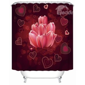 Fashion Unique Flower and Heart-shaped Pattern 3D Shower Curtain