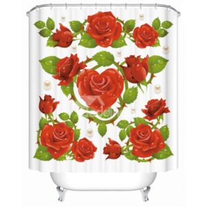Modern Unique Design Flowers and Pearl Pattern 3D Shower Curtain