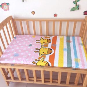 Three Giraffe Print and Stripes Pattern Baby Crib Fitted Sheet