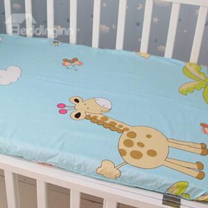 Cute Giraffe and Butterfly Print Baby Crib Fitted Sheet