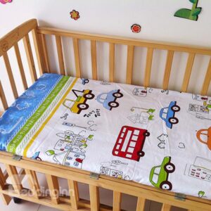 Blue Cars Pattern Cotton Baby Crib Fitted Sheet