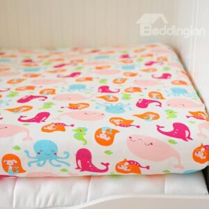 Pretty Pink Mermaid Pattern Baby Crib Fitted Sheet