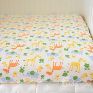 Lovely Elephant and Frog Pattern Baby Crib Fitted Sheet