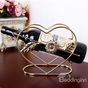 Unique Romantic Iron Arrow Through Heart Wine Rack