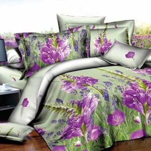 Fresh Purple Flowers Design Full Size Polyester 4-Piece Duvet Cover Sets