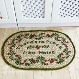 No Place Like Home Floral Pattern Hand-Made Linen Doormat