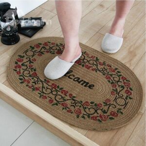 Vintage Floral Pattern Hand-Made Welcome Linen Doormat