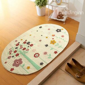 Vintage Floral Pattern Hand-Made Linen Doormat