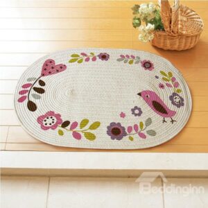 Unique Floral and Bird Pattern Hand-Made Doormat
