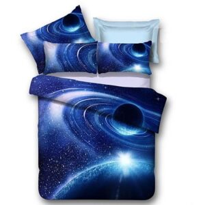 Blue Shining Stars and Galaxy Print 4-Piece Duvet Cover Sets