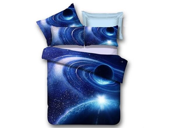 Blue Shining Stars and Galaxy Print 4-Piece Duvet Cover Sets