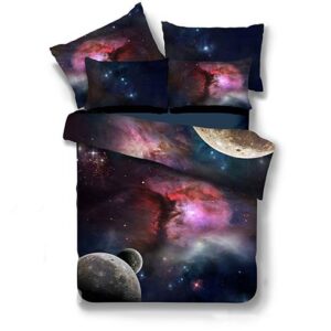 Attractive Colorful Galaxy Print Polyester 4-Piece Duvet Cover Sets